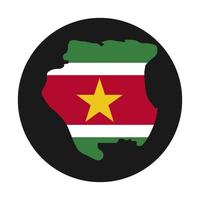 Surinam map silhouette with flag on black background vector