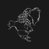 North America map with Greenland isolated on black background. vector