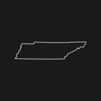 Mapa de Tennessee sobre fondo negro vector