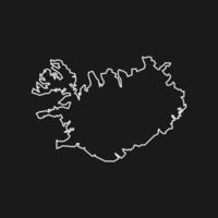 Iceland Map Isolated on Black Background. vector