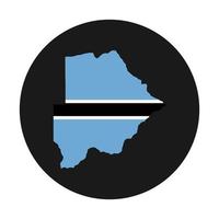 Botswana mapa silueta con bandera sobre fondo negro vector