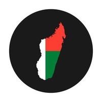 Madagascar map silhouette with flag on black background vector