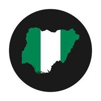 Nigeria mapa silueta con bandera sobre fondo negro vector