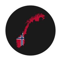 Noruega mapa silueta con bandera sobre fondo negro vector