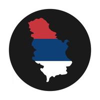 Serbia mapa silueta con bandera sobre fondo negro vector