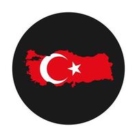 Turkey map silhouette with flag on black background vector