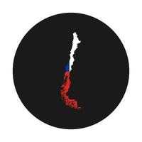 Chile map silhouette with flag on black background vector