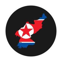 North Korea map silhouette with flag on black background vector