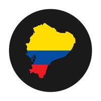 Republic of Ecuador map silhouette with flag on black background vector