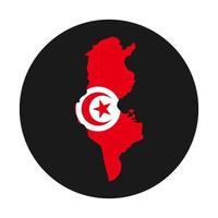 Tunisia map silhouette with flag on black background vector