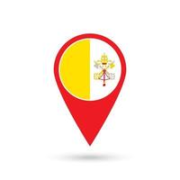 Map pointer with country Vatican City. Vatican City flag. Vector illustration.