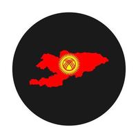Kirguistán mapa silueta con bandera sobre fondo negro vector