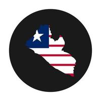 Liberia map silhouette with flag on black background vector