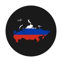 Rusia mapa silueta con bandera sobre fondo negro vector