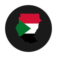 Sudán mapa silueta con bandera sobre fondo negro vector