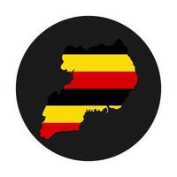 Uganda mapa silueta con bandera sobre fondo negro vector