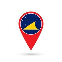 Map pointer with country Tokelau. Tokelau flag. Vector illustration.