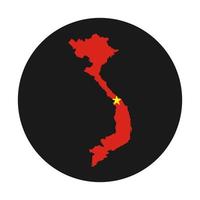 Vietnam mapa silueta con bandera sobre fondo negro vector