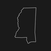 Mississippi map on black background vector