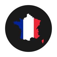 France map silhouette with flag on black background vector