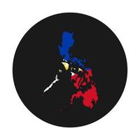 Filipinas mapa silueta con bandera sobre fondo negro vector