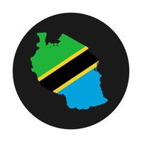 Tanzania mapa silueta con bandera sobre fondo negro vector