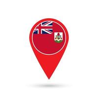 Map pointer with country Bermuda. Bermuda flag. Vector illustration.