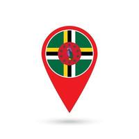 Map pointer with country Dominica. Dominica flag. Vector illustration.