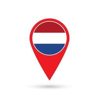 Map pointer with country Caribbean Netherlands. Caribbean Netherlands flag. Vector illustration.