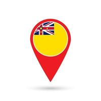 Map pointer with country Niue. Niue flag. Vector illustration.