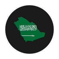 Saudi Arabia map silhouette with flag on black background vector