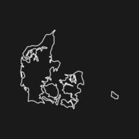 Map of Denmark isolated on black background. vector