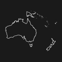 mapa de australia y oceanía. mapa de contorno del continente. vector