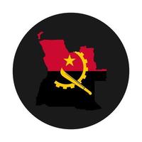 Angola mapa silueta con bandera sobre fondo negro vector