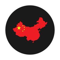 China map silhouette with flag on black background vector