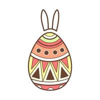 Easter egg with rabbit ears on a white background. Happy Easter. Decor for the greeting, invitation card, background. Vector. vector