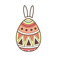 huevo de Pascua con orejas de conejo sobre un fondo blanco. Felices Pascuas. decoración para el saludo, tarjeta de invitación, fondo. vector. vector