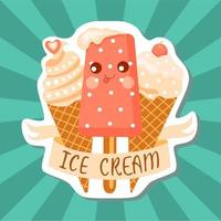 Colorful ice cream logo. Retro style. Vector illustration.