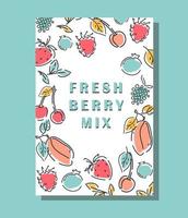 Poster with fresh berries. Hand-drawn abstract illustration. Vector. vector