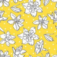 Daffodils seamless pattern. Colorful hand drawn background. Vector. vector