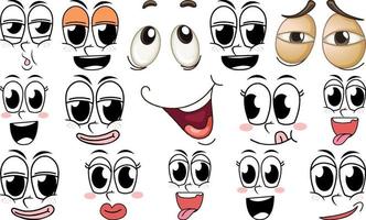 Set of facial expression on white background vector