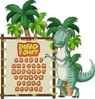 Font design for english alphabets in dinosaur character on canvas board vector