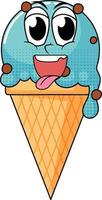 personaje de dibujos animados de helado sobre fondo blanco vector