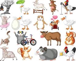 conjunto de diferentes niños de animales vector