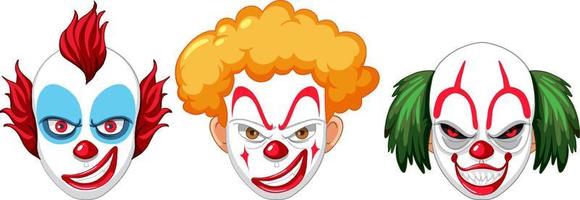 Set of clown facial expression vector
