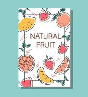 Poster with fruits and berries. Abstract hand drawn background. Vector. vector