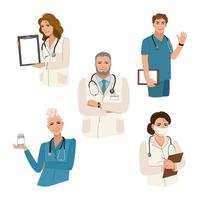 Positive doctors and nurses recruitment. Healthcare. Vector illustration.