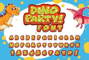 Font design for english alphabets in dinosaur character on color template vector