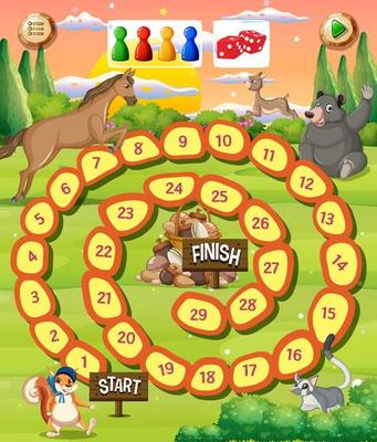 A snake ladder animal game template