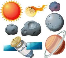 Set of space planets on white background vector